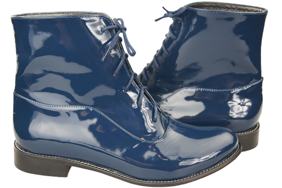 Dámské kozačky námořnicky modré lakované jaro/podzim přírodní kůže 155 L ElitaBut