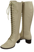Dámské kozačky béžové šněrovací z přírodní kůže 595 ElitaBut