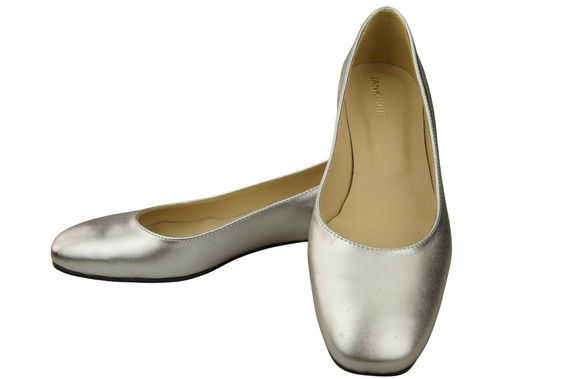 Plochá dámská obuv Stříbrný ozdobný podpatek Přírodní kůže 209 ElitaBut