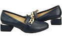 Dámská obuv Navy Blue with Embellished Chain Moccasin pumps Přírodní kůže 193 ElitaBut
