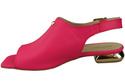 Pohodlné dámské sandály Neon Pink Flat Gold Heel Natural Leather 207 ElitaBut