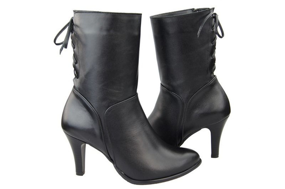 Dámská obuv Černé kozačky Jaro / Podzim přírodní kůže 978 L ElitaBut