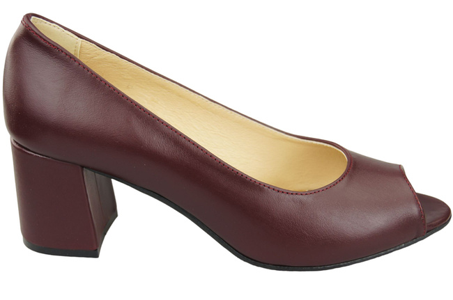 Dámská obuv PEEP TOE pumps Maroon Přírodní kůže s potaženým podpatkem 192 ElitaBut