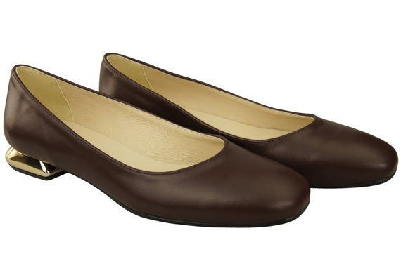 Ploché dámské boty Obuv s čokoládovým ozdobným podpatkem Přírodní kůže 209 ElitaBut