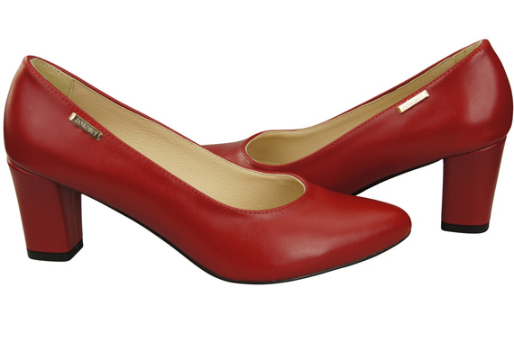 Klasické hladké boty Dámské červené lodičky z přírodní kůže 213 ElitaBut