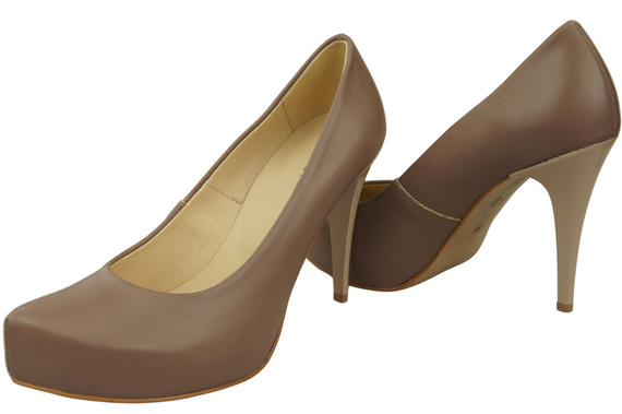 Dámská obuv Cappuccino Tmavé lodičky Stiletto z přírodní kůže 205 ElitaBut