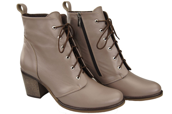 Obuv Dámské boty Cappuccino Dark Lace-up Winter Natural Leather 188 Z ElitaBut