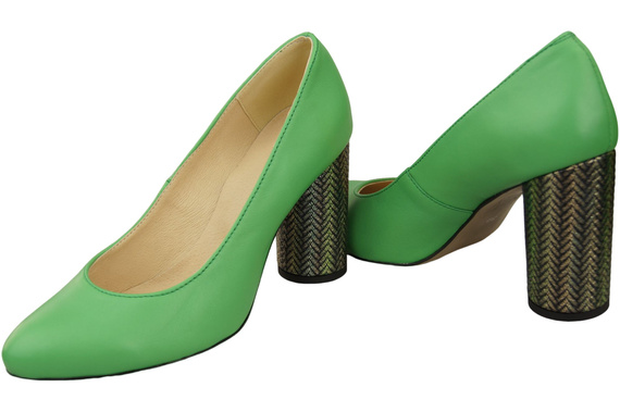 Dámské lodičky z přírodní kůže Barevný ozdobný podpatek 194 ElitaBut