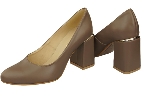 Dámská obuv Dámské lodičky Cappuccino Tmavá přírodní kůže 179 ElitaBut