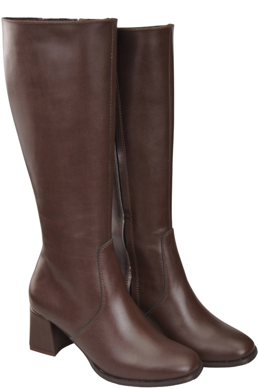 Pohodlné dámské boty Chocolate Low Heel Natural Leather 212 ElitaBut