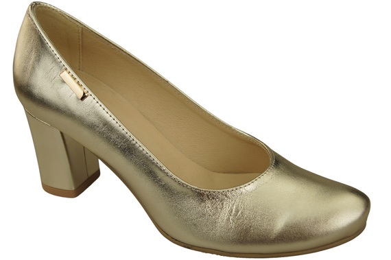 Dámské boty Classic Gold Almond Nose Natural Leather Pumps 201 ElitaBut