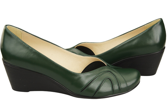 Boty na kotníku Emerald Green Dámské přírodní kožené lodičky 828 ElitaBut