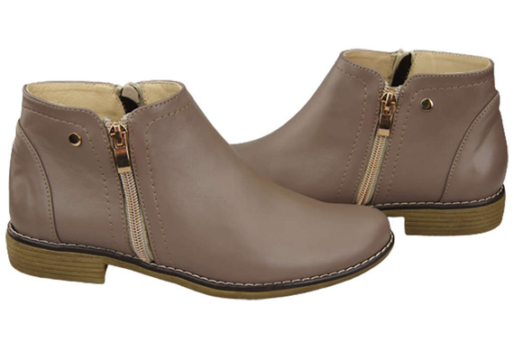 Dámská obuv Dámské kozačky Cappuccino Dark Warmed Natural Leather 872 With Elitabut