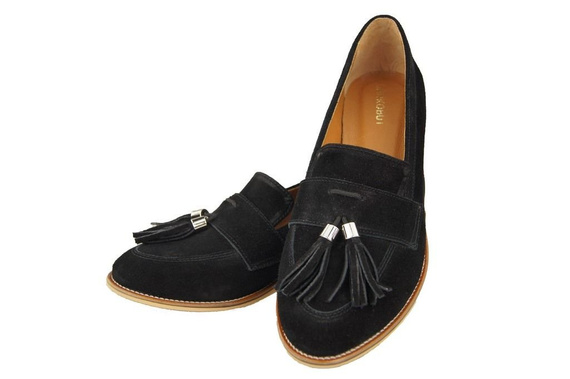 Dámská obuv Mokassins Natural Leather Velour Black 134 ElitaBut