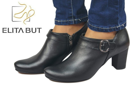 Obuv Dámské polobotky z přírodní kůže Černá 826 ElitaBut