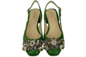 Dámská obuv Zelené sandály s krystaly Přírodní kůže 215 ElitaBut