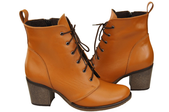 Obuv Dámské červené šněrovací boty Zimní přírodní kůže 188 Z ElitaBut