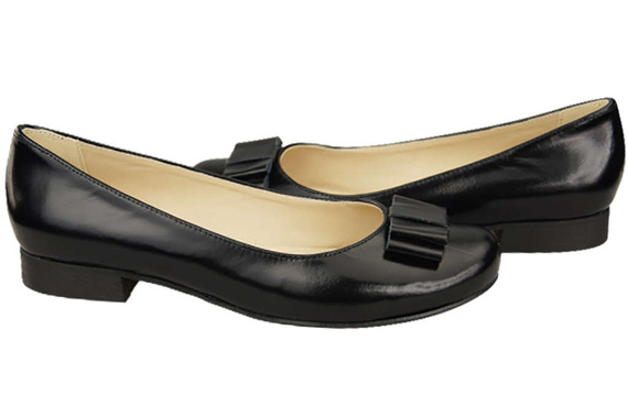 Dámská baletní obuv z přírodní kůže černá lesklá 702 ElitaBut