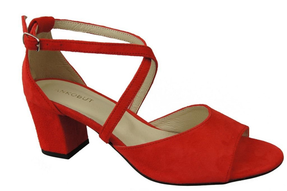 Dámská obuv Červené semišové kožené sandály 111 ElitaBut