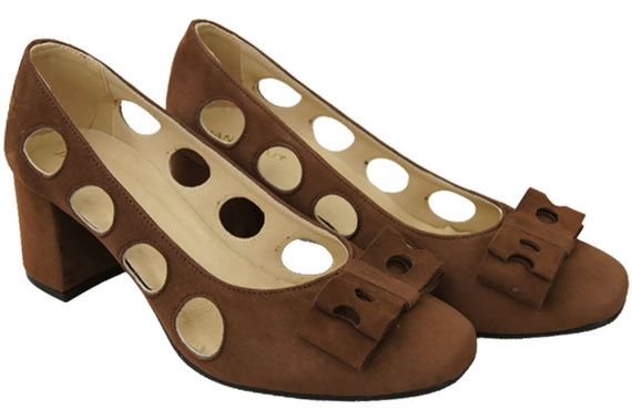 Dámská obuv Hnědé semišové kožené lodičky 182 ElitaBut