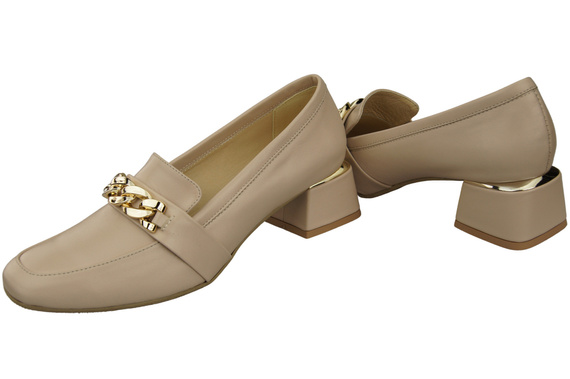 Dámská obuv Cappuccino Bright with Embellished Chain Dámské mokasíny Přírodní kůže 193 Cappuccino Bright ElitaBut