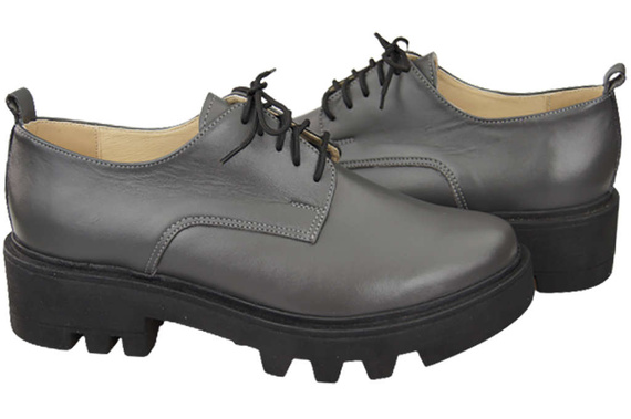 Obuv Dámské šněrovací polobotky Graphite leather Natural 180 ElitaBut