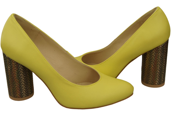 Dámské lodičky Lemon z přírodní kůže Barevný ozdobný podpatek 194 ElitaBut