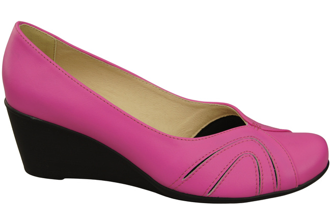 Boty na kotníku Fuchsiová Dámské přírodní kožené lodičky 828 ElitaBut