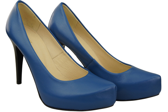 Dámská obuv Modré lodičky Stiletto z přírodní kůže 205 ElitaBut