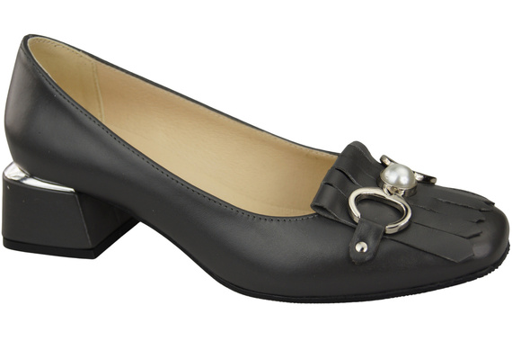 Dámská obuv Dámské lodičky se střapcem Graphite Natural leather 195 ElitaBut