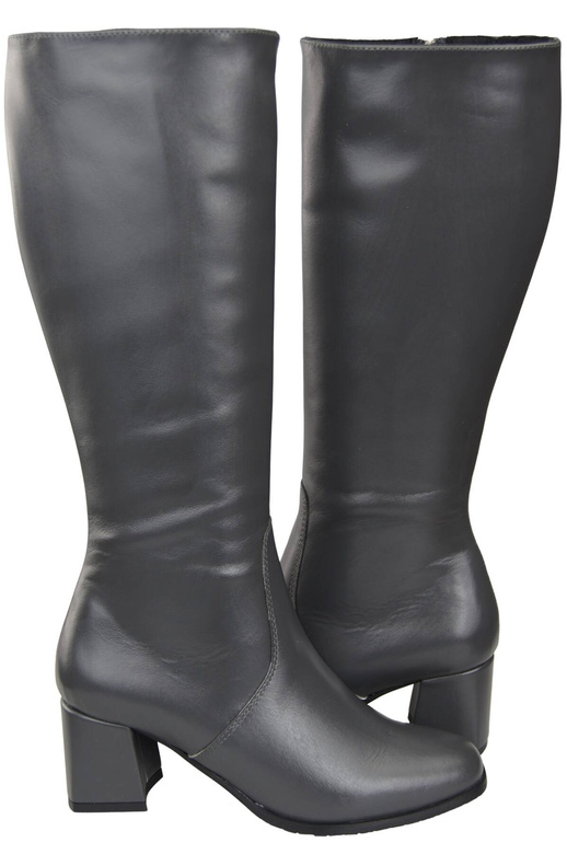 Pohodlná obuv Dámské kozačky na nízkém podpatku grafitová kůže 212 ElitaBut