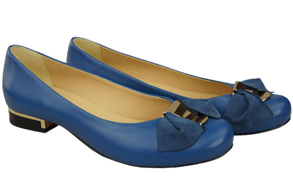 Dámské baleríny Natural Leather Blue 894 ElitaBut
