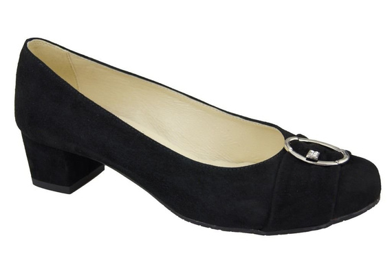 Dámská obuv Černé lodičky z přírodní kůže a semiše 135 ElitaBut