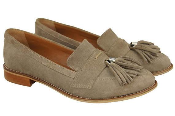 Dámské mokasíny z přírodní kůže Velour beige 134 ElitaBut