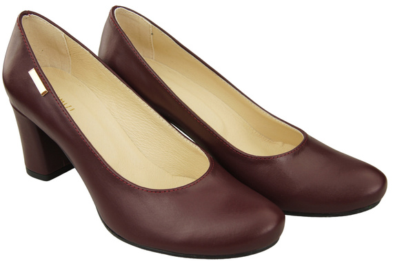 Dámské boty Classic Maroon Natural Leather Almond Nose pumps 201 ElitaBut