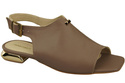 Pohodlné dámské sandály Cappuccino Dark Flat Golden Heel Natural Leather 207 ElitaBut