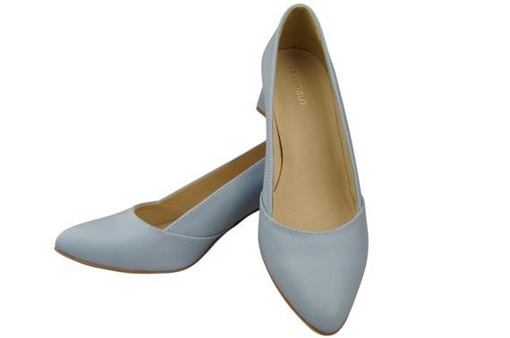 Dámské Lodičky Světle modrá Pravá Kůže Špičatá Špička Podpatek ElitaBut 221
