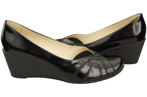 Kotníkové boty Černé třpytivé dámské kožené lodičky 828 ElitaBut