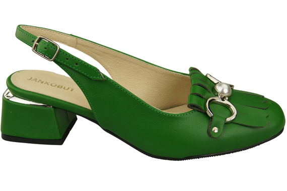 Dámská obuv Zelené sandály zdobené třásněmi Přírodní kůže 208 ElitaBut