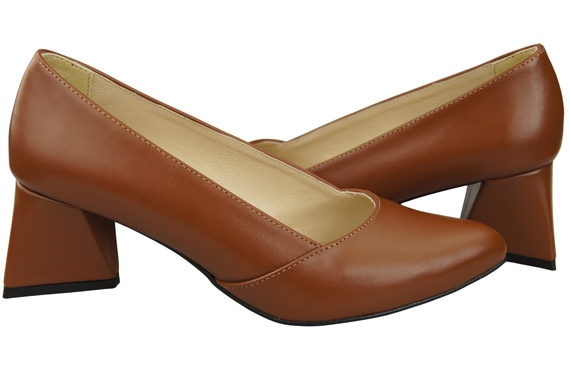 Dámské Lodičky Hnědá Pravá Kůže Špičatá Špička Podpatek ElitaBut 221