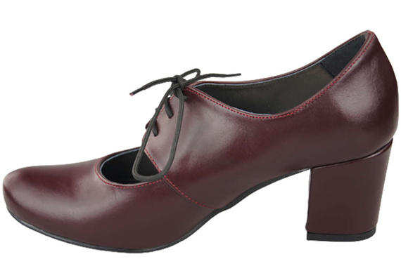 Obuv Dámské polobotky z přírodní kůže Maroon 161 ElitaBut