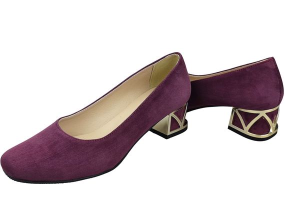 Pohodlné dámské boty Maroon lodičky s ozdobným podpatkem Přírodní semišová kůže 219 Od ElitaBut