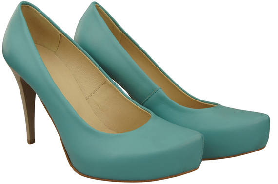 Dámská obuv Tyrkysové lodičky Stiletto z přírodní kůže 205 ElitaBut