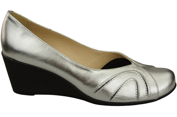 Dámské boty z přírodní kůže Silver Off-White na kotvách 828 ElitaBut