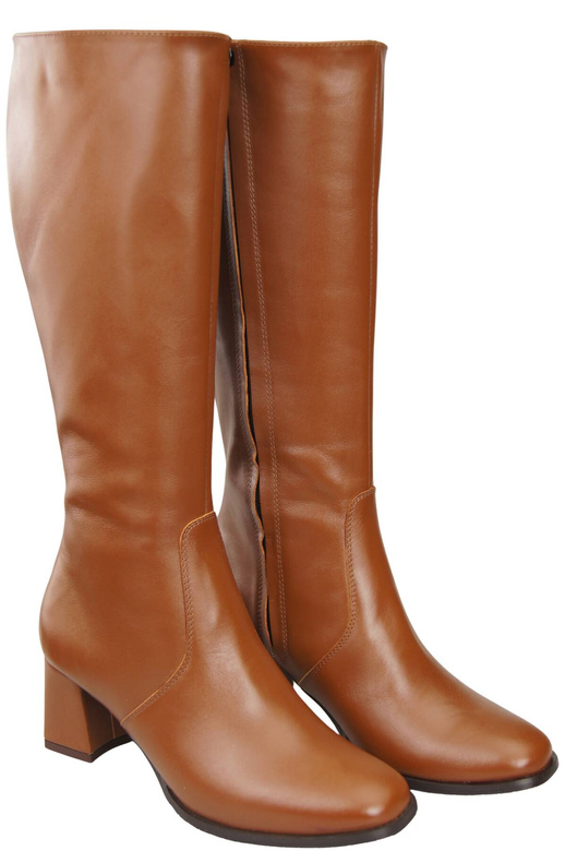 Pohodlné dámské boty hnědé s nízkým podpatkem z přírodní kůže 212 ElitaBut