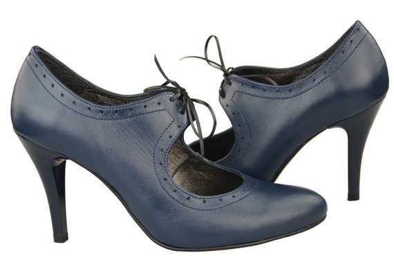 Dámská obuv Přírodní kožené lodičky Námořnická modř 553 ElitaBut