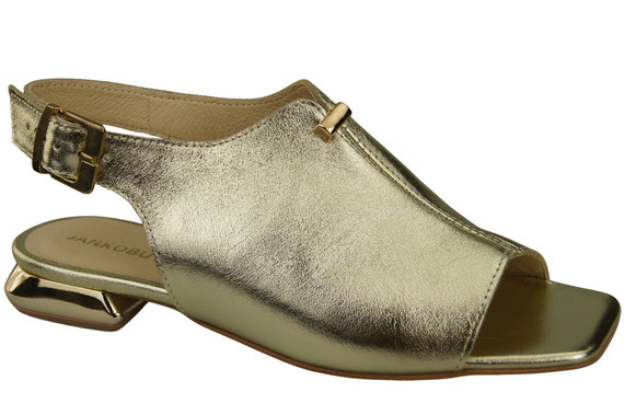 Pohodlná dámská obuv Zlaté sandály Plochý zlatý podpatek Přírodní kůže 207 ElitaBut