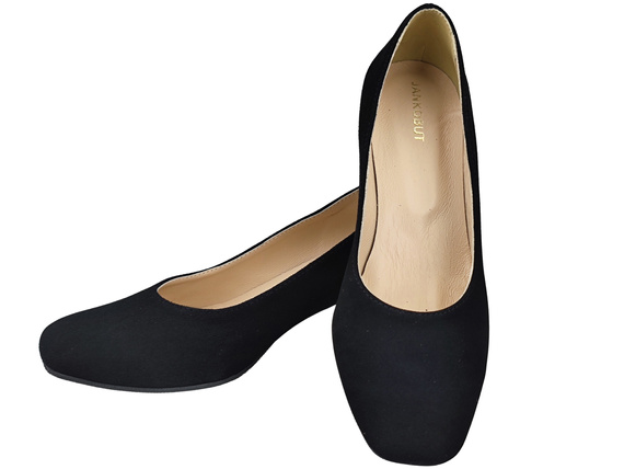 Pohodlné dámské boty Černé lodičky s ozdobným podpatkem Přírodní semišová kůže 219 Od ElitaBut