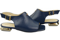 Pohodlná dámská obuv Sandály Navy Blue Flat Gold Heel Natural Leather 207 ElitaBut