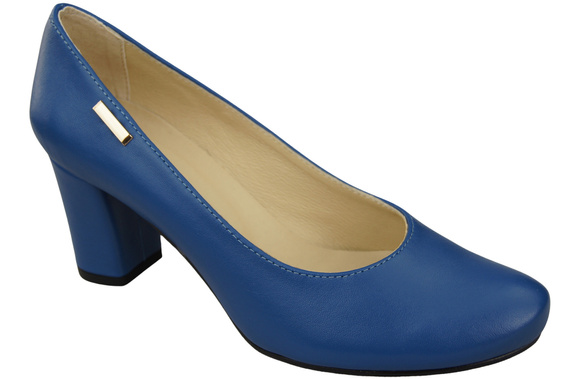 Dámská obuv Classic Blue Leather Natural Almond Nose pumps 201 ElitaBut